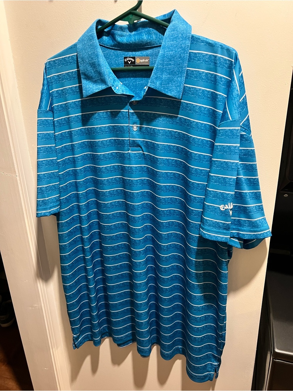 Callaway Men’s Teal Blue Striped Golf Polo